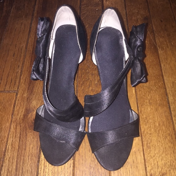 EUC Black Satin Heels - Picture 2 of 4